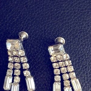 Weiss rhinestone three strand earrings